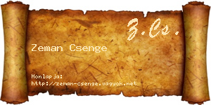 Zeman Csenge névjegykártya